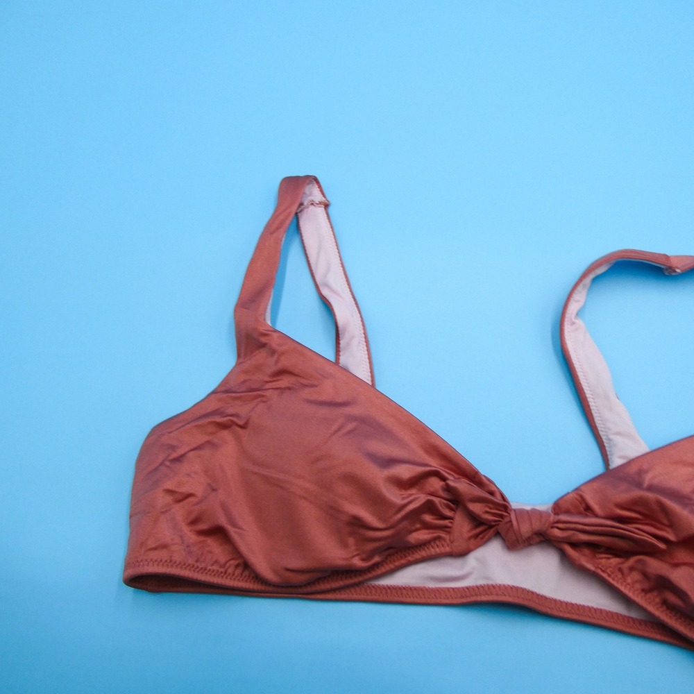 Victoria's Secret Bikini Top Womens Large Front Knot Metallic Rust Polyester - Picture 2 of 8